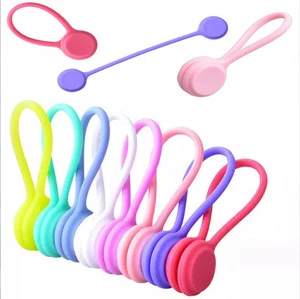 Magnet Silicone Wire Organizer Silicone Storage Strap for Earphone Cables Silicone Cable Ties Cord Winder Magnetic Cable Clips