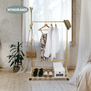 2020 Multifunctional Wooden Coat Rack Single Rod Hanging Clothes Rack Hat Racks for Home Storage