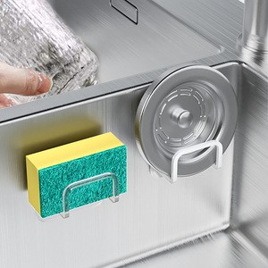 Samanl Plastic Adhesive Hook Sponge Holder Rack Wall Mounted Multifunction Storage for Kitchen Sink Cabinet Customizable Design