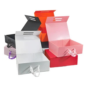 Customized logo Luxury Recyclable Ribbon Box Backpack Shoes Clothing Storage Cardboard Magnetic Folding Gift Box
