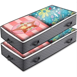 Modern Thick Breathable Zippered Organizer Storage Bins Collapsible Under Bed Storage Bags for Blankets