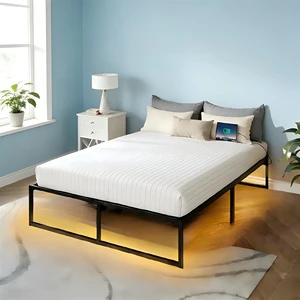 Durable Black Steel Bed Frame, Space-Saving Under Bed Storage, Modern Minimalist Design for Bedroom