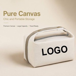 Portable Canvas Cosmetic Bag Large Capacity Makeup Organizer with Rivet Handle Custom Logo Travel Toiletry Pouch for Women