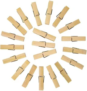Bamboo Clothespins, 20 Pcs Natural Bamboo Wooden Clothes Pegs Durable Hanging Clips Laundry Tweezers