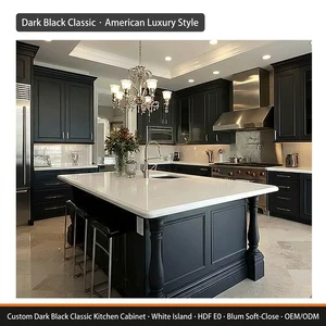 American Wood Storage Kitchen Cabinet Island Custom White and Blue Modular Complete Kitchen Cabinet Set Shaker Cupboard Refor