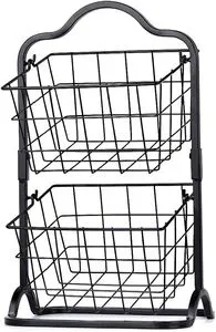 Metal Wire Storage Basket With Handles Rectangle Shape For Kitchen Storage Modern Design Stackable Baskets