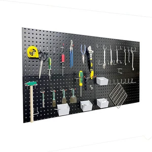 On Sale 1/4 Inch Size Hole Black Hanging Board Wall Mounting Pegboard Garage Tool Storage Peg Board Metal Holder Pegboard