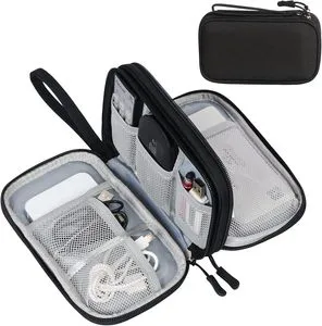 Travel Polyester Square Cable Organizer Pouch Electronic Accessories Carry Case Portable Waterproof Double Layers All-in-One Set