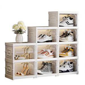 Factory Customize Foldable Shoe Organizer Box AJ Display Case Magnetic Clear Door Moisture-proof Sneaker Storage Box For Home