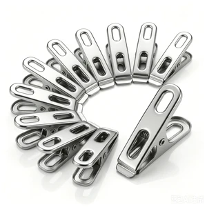 4.8cm Stainless Steel Flat Clips Multi-purpose Laundry Pegs For Socks Food Sealing Office Metal Clamps 20pcs/bag Wholesale