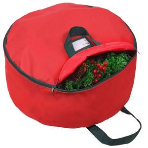 Irini Christmas Wreath & Ornament Storage Organizer Non-Woven Fabrics Red/Green Colors S/M/L Sizes Gift