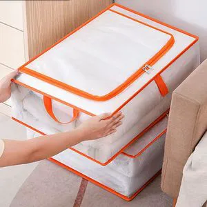 Transparent Wardrobe PVC Clothing Storage Organizer Closet Clothes Toy Box Underbed Bags Collapsible Bedding Quilt Storage Bag