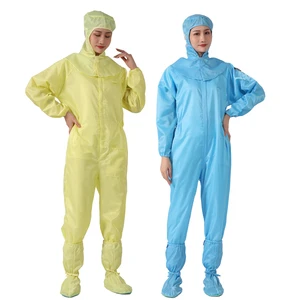 ESD Cleanroom Coverall Suit Anti Static Protective Clothing Hooded Dust Free Safety Dustproof Coverall Workwear with Shoe Cover