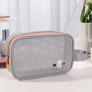 New Handheld Toilet Bag Simple Mesh Handbag Portable Travel Large Capacity Makeup and Cosmetics Storage Toilet Bag Cases