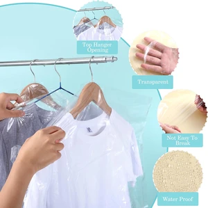 Clear Plastic Clothes Covers 35.4inch Dry Cleaning Hanging Dust Proof Garment Bags for Clothing Stores & Dry Cleaners.