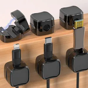 Adjustable Cord Keepers Wall Mounted Bathroom Wire Holder Organizer with Strong Adhesive and Magnetic Clips for Cable Management