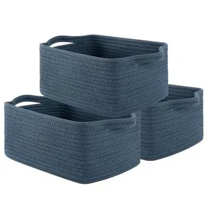Maxuni 3-Pack Lightweight Eco-Friendly Durable Rustic Style Storage Baskets | Woven Cotton Rope Handles | Bathroom Toy Gift