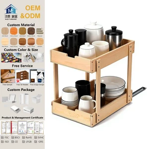 Modern Under Cabinet Kitchen Organizer with Wood Drawer Shelf Pull Out Pots Pans Pantry for Living Room Bathroom Home Furniture