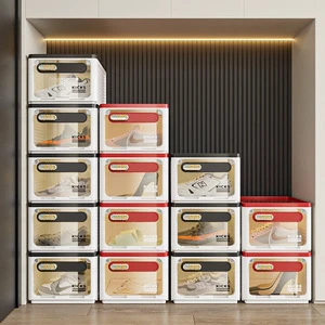 Dustproof & Moistureproof PET/PP Material Stackable Storage Space-saving Shoe Storage Box