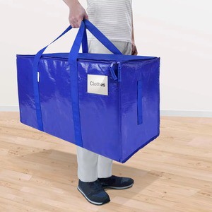 Foldable Heavy Duty Storage Bag 24 Gallon Waterproof Moving Organizer Bag Double Zipper Reinforced Handles For Travel Moving