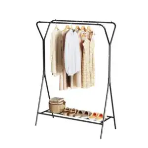 Durable Metal Double Tier Coat Rack for Living Room Modern Storage with Towel and Coat Organizer