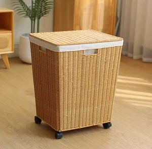 Wholesale Large Woven Storage Basket with Lid Woven Basket Home Decoration Storage Basket Storage Basket Dirty Clothes Basket