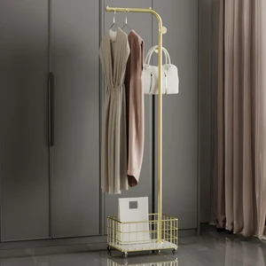 Coat Rack Marble Floor Hanging Gold Luxury Living Room Movable Tree Stand Home Storage Organization Clothes Coat Rack With Wheel