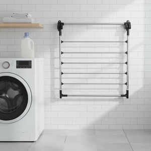 Foldable Wall Mounted Stainless Steel Towel Drying Rack for Kitchen & Bathroom Space Saving Single Tier Clothing Organizer 2 1