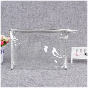 Custom Logo Waterproof Transparent Travelling PVC Cosmetic Bag Portable Travel Bathroom Wash Bag Clear Makeup Pouch Zipper Bag