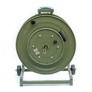 Black Portable Cable Reel Holds Up to 2000M Extension Cord Storage Reel with Metal Stand