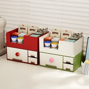 Cosmetic Double Tier Multi-functional ABS Plastic Desktop Storage Box Organizer for Skincare and Lipstick