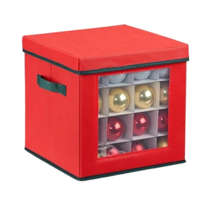 Wholesale Christmas Bauble Storage Box, Set of 2, 64 Compartments, H x W x D: 33 x 32 x 32 cm, Red / Green
