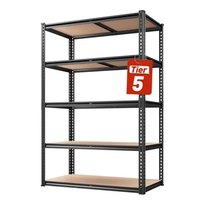 Heavy-Duty 1800MM Galvanized Steel Corner Rack 5-Tier MDF Board Metal Shelving Boltless Rivet Garage Home Storage Shelves