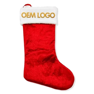 Wholesale Personalized Logo Custom Design Promotion Luxury Velvet Christmas Stockings For Embroidery