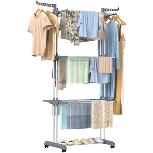3 Layer Foldable Stand Clothes Drying Hanger Dryer Storage Holders Rack Organizer