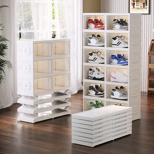 2025 New Modern PP Transparent Foldable Portable Space-Saving Easy Assemble Shoe Cabinet No-Installation Required Living Room
