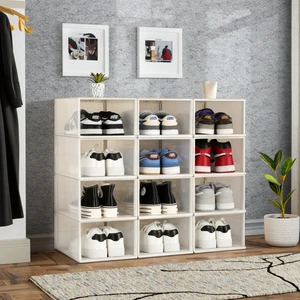 Stackable Clear Plastic Shoe BoxDustproof PP Material Organizer for Sneakers Sports Shoes and Home Closet Use