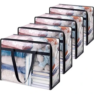 Modern Transparent PVC Satchel Storage Bag Thickened Foldable Household Organizer for Toys Clothing Multipurpose Storage