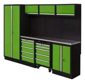 JZD Garage Tool Cabinet Metal Steel Workshop Workstation Drawer Work Bench with Tools Heavy Duty Workbench