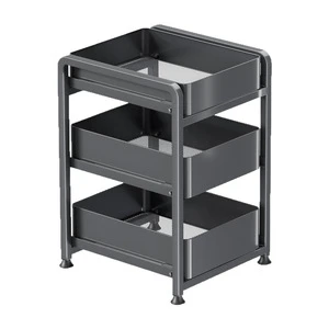 Pull Out Under Cabinet Kitchen Storage Rack Spice Bottle Pantry Organizer Rack for Storing Assorted Kitchen Supplies