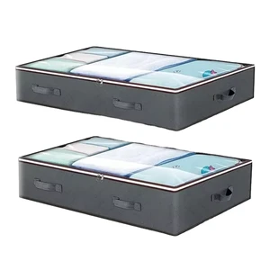 Foldable Under Bed Bags Large Under Bed Storage Boxes Thick Breathable Underbed Clothes Storage Bags Zippered Organizer