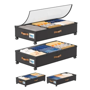 2 Pack Storage Moving Boxes Under Bed Closet Organizers and Storage Bins Containers With Wheels Lids Foldable