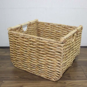 Top Ranking Laundry Storage Woven Storage Basket Storage Basket Rectangular Woven Organizer with Wooden Handles