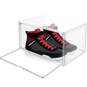 DAYOOH 36*27*20.5cm Multi-functional Sneaker Display Box Side Open Clear Shoe Organizer Stackable Foldable Plastic Shoe Box
