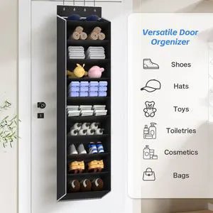 Large 10-Tier Foldable Door Shoe Rack Hanging Shoe Organizer Modern Wall-Mounted Non-Woven Fabric Storage Functional Shoes