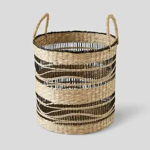 Best Price Eco-Friendly Handwoven Boho Seagrass Storage Basket Customizable OEM Designs Rectangle Shape Factory Direct HNH Craft