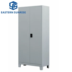 Light Gray Steel Storage Cabinet with Lockable Doors
