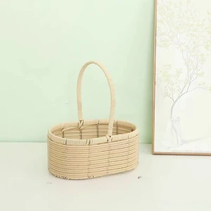 Horizontal Woven Small Oval Flower Basket For Flower Arrangement - Ideal For Valentine's Day Mother's Day Or As A Gift For Girl