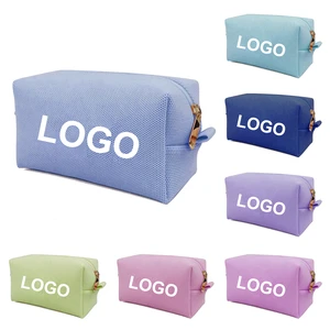 MOQ 100PCS Wholesale Bulk Knitted Cosmetic Bags Custom Logo Color Makeup Pouch Travel Organizer Fast Shipping