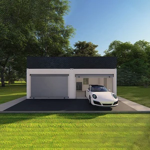 Modern Waterproof Easy Installation Mobile Prefab Sandwich Panel Storage Container Shell Car Garage Carport With Roller Door